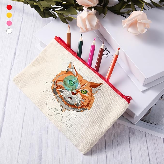 Reginary 80 Pack Canvas Zipper Makeup Bags Bulk Pencil Pouches Blank DIY Craft