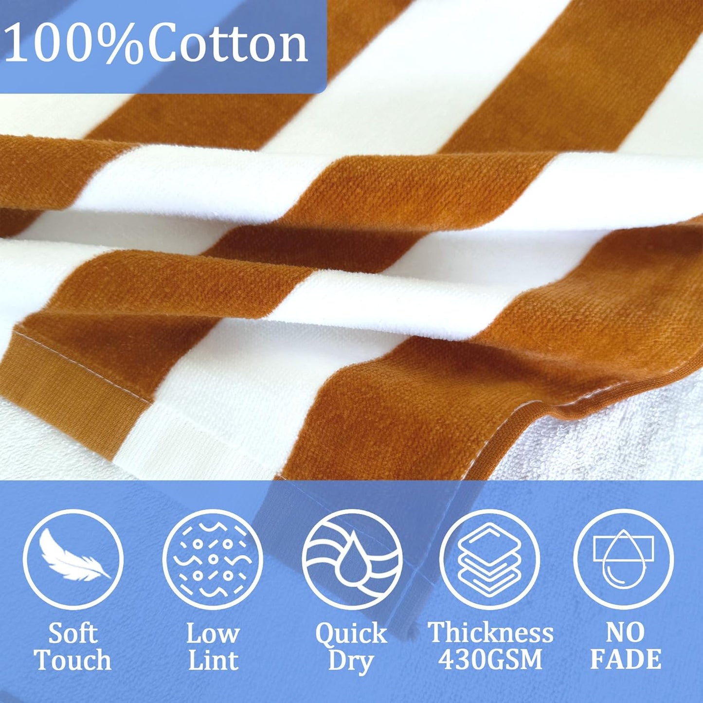 VOOVA & MOVAS Hooded Poncho Towel for Kids (4-8 Years,30"X30") | Soft Absorbent Cotton Towel Robe for Boys & Girls | Versatile Beach, Pool, Swim & Bath Cover-Up | Brown Stripe