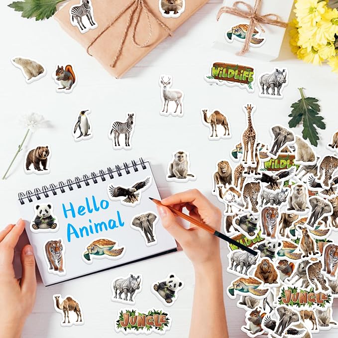 300Pcs Animals Foam Stickers, Self-Adhesive Cartoon Jungle Animals Foam Sticker