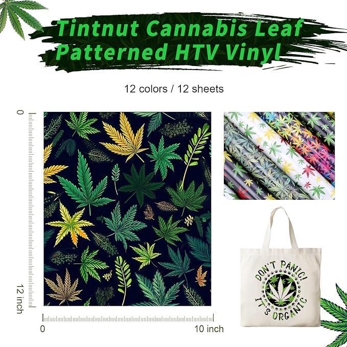 Tintnut Rasta Cannabis Leaf HTV Vinyl, easy cut & weed, stretch washable