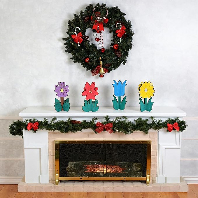 Wooden Flowers for Crafts, DIY 3D Wood Crafts Paintable Flower Craft Ornaments:
