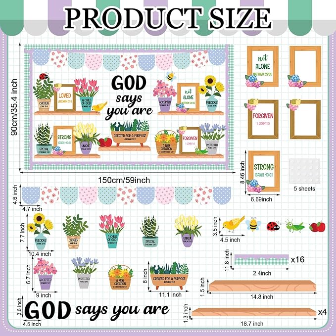 Christian Bulletin Board Set God Says You are Religious Classroom Decoration