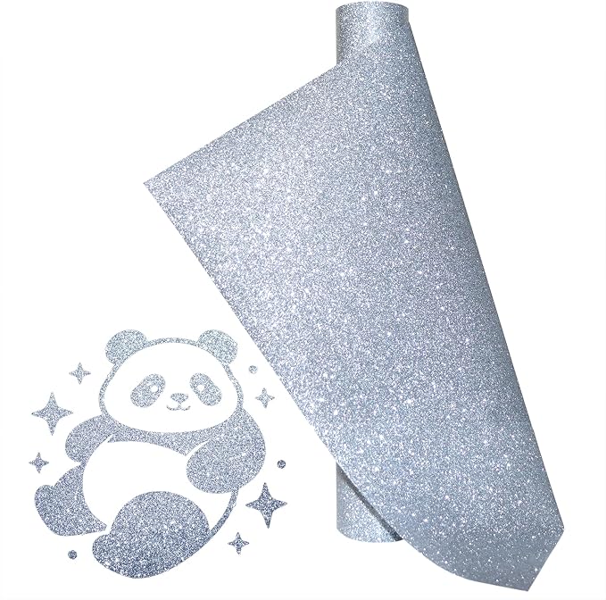 Silver Glitter Heat Transfer Vinyl Roll Silver Htv 12 Inch x 5 Feet Iron on