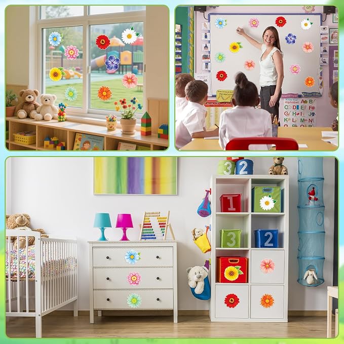 54Pcs Spring Flower Cutouts Bulletin Board Decorations Summer Floral Paper
