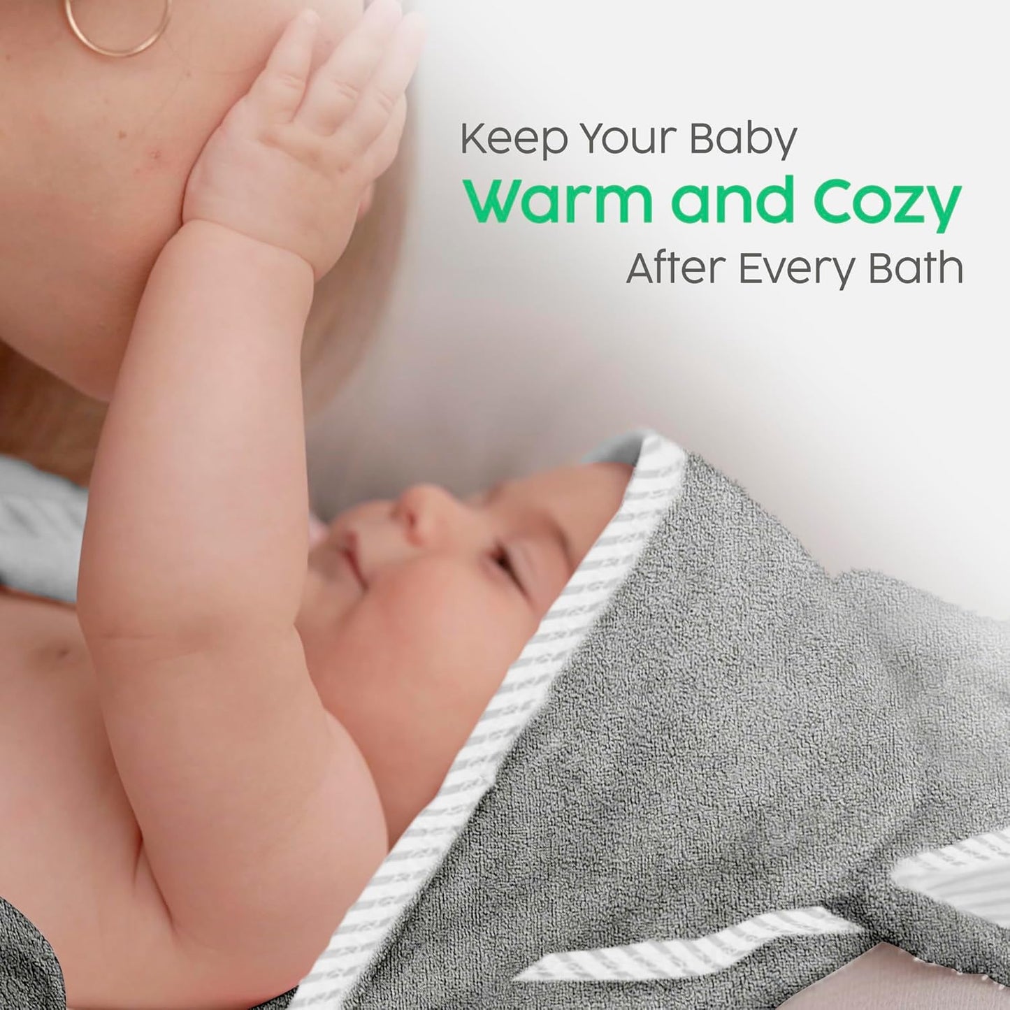 San Francisco Baby Towels for Newborn - Hooded Baby Bath Towels for Boys and Girls, Kids Bath Towels with Hood, Grey