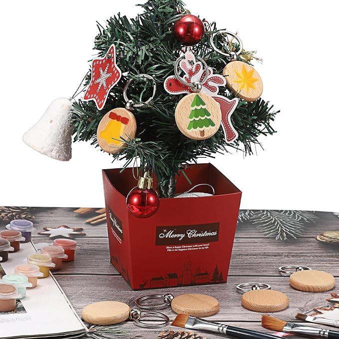 JUXYES 200 PCS Unfinished Wooden Keychain Blanks