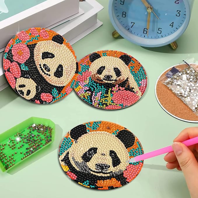 EWJRNSF 8 PCS Diamond Art Coasters Kit, Small Diamond Painting Coasters