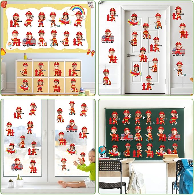 60pcs Firefighter Cutouts Fire Truck Bulletin Board Decorations Fireman Theme