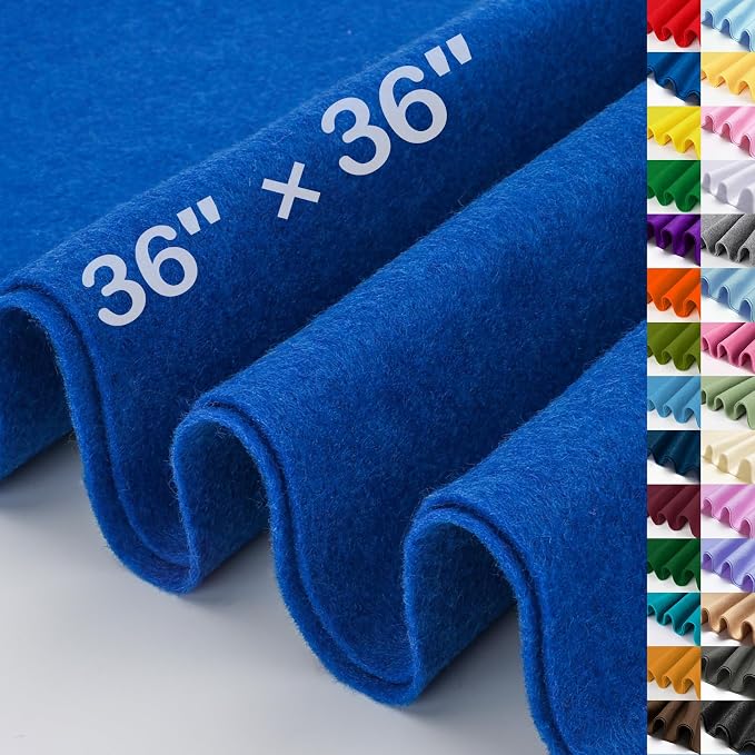 XSEINO Royal Blue Large Felt Fabric 36" X 36 ", 1.4 mm Thick Soft Felt Fabric