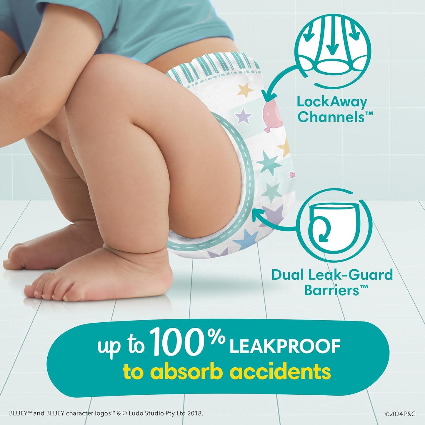 Pampers Training Pants - Easy Ups Boys & Girls Bluey - Size 6T-7T, 13 Count, Children's Potty Underwear