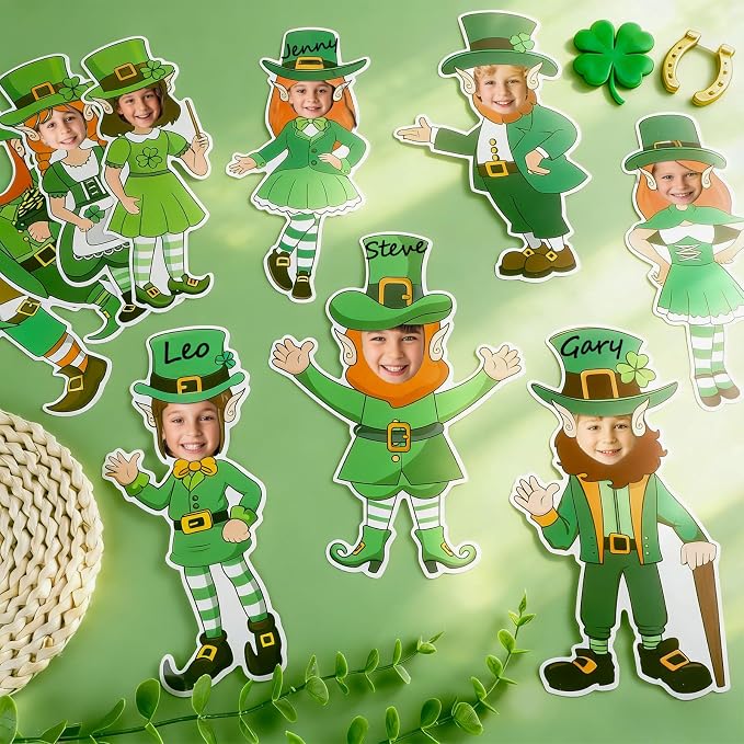 OBUSATT 60 Pcs St. Patrick's Day Leprechaun Theme Cutouts March Bulletin Board