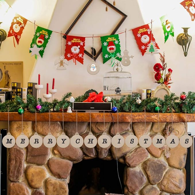 50 Pcs Unfinished Paintable Blank Wooden Christmas Festival Decoration Ornaments