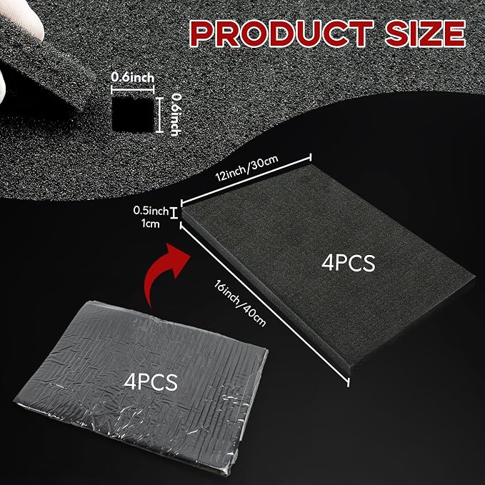 4 Pack Pick and Pluck Foam Sheets 16x12x0.5 Inch, Pre-Cut Grid Foam