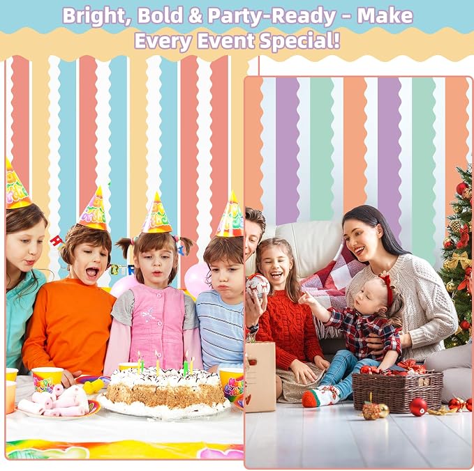 6 Rolls 196.8 Ft Pastel Bulletin Board Borders – Scalloped Classroom Summer