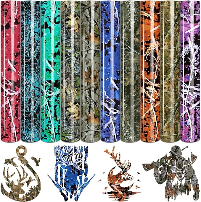 Tintnut Real Tree Camo Heat Transfer Vinyl, 10 Sheets 12x10in Iron on Vinyl |