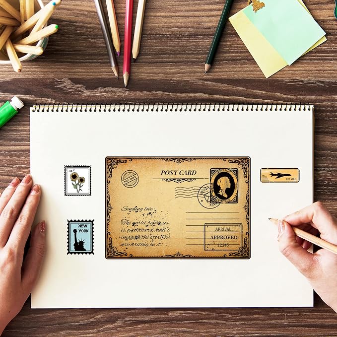 GLOBLELAND Postcard Border Edge Silicone Clear Stamp Postmark Transparent