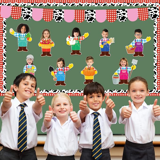 160Pcs Farm Animal Farmer Cutouts Back to School Bulletin Board Decoration Set
