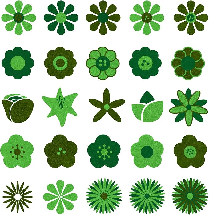 Whaline 18Pcs Felt Fabric Sheets Soft Thick Assorted Green Craft Felt Pack