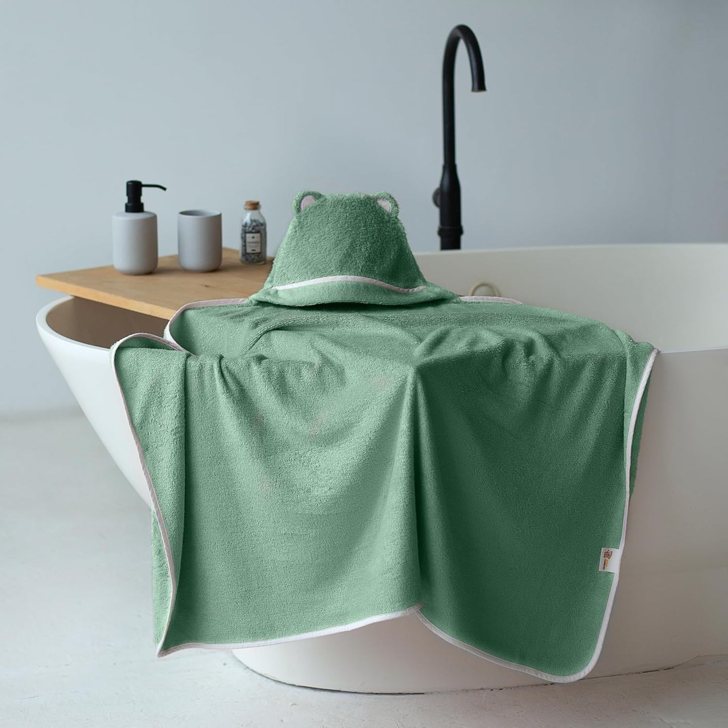 Premium Baby Bath Towel - Rayon Made from Bamboo Hooded Baby Towels - Newborn Baby Towel with Hood - Large Hooded Towel for Newborn Infant Boy Girl (Green)