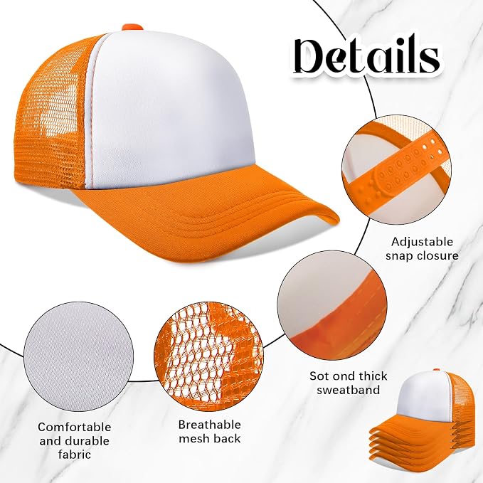 Vabean 24 Pack Sublimation Blank Cap Trucker Mesh Cap Unisex Plain Blank