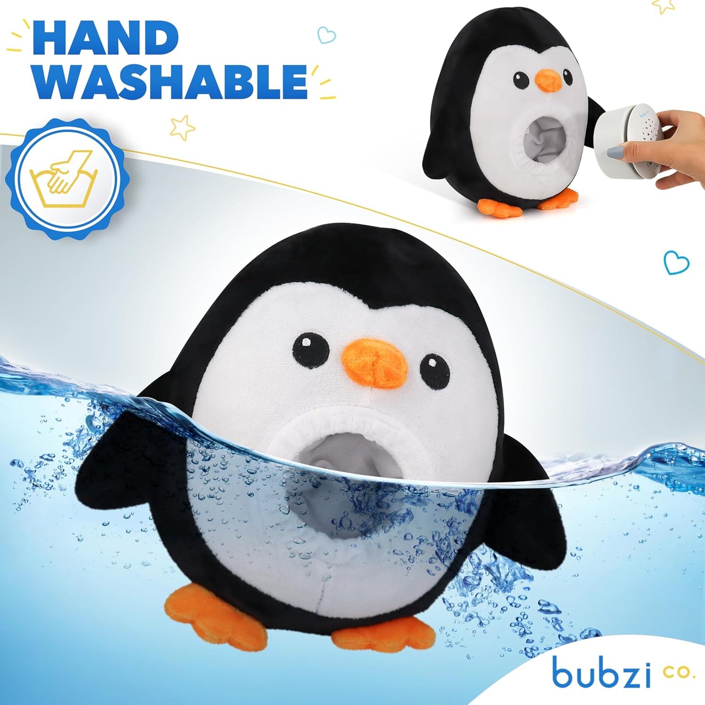Bubzi Co Sound Machine & Shusher, Portable Penguin Soother & Night Light Projector, White Noise Sleep Aid for Infants & Toddlers