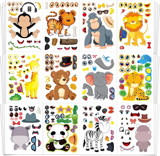 Aowplc 48 Make A Safari Animal Sticker Sheets