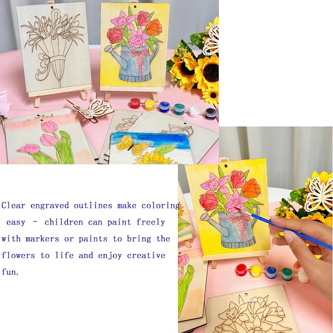 Piatoeke 16PCS 5.9×4.7in Unfinished Wood Craft to Paint, Fun Things to Paint