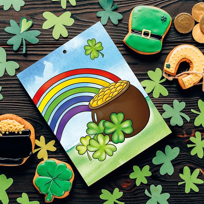 COCHIE 10 Pieces Large St. Patrick's Day Unfinished Wood Crafts to Paint