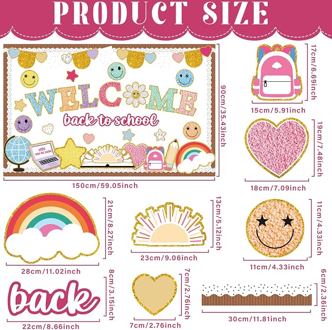 Welcome Back to School Bulletin Board Set Boho Groovy Classroom Decorations