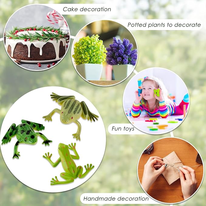 36 Pieces Plastic Frogs Toy Mini Vinyl Realistic Frog Toy Decorations Frogs Fun
