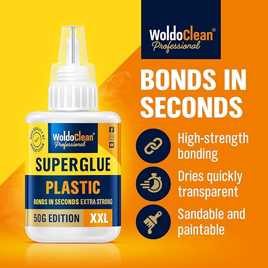 WoldoClean Super Glue for Plastic 50g for Instant Strength