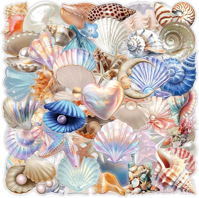 60PCS Cartoon Conch Stickers Funny Sea Shell Stickers