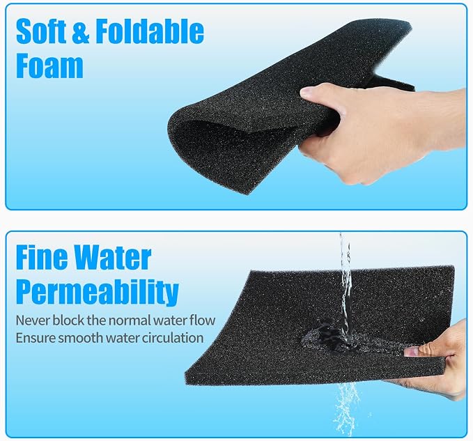 AQUANEAT 2 Pack Aquarium Bio Sponge Filter Media Pad Cut-to-Size Open Cell Foam