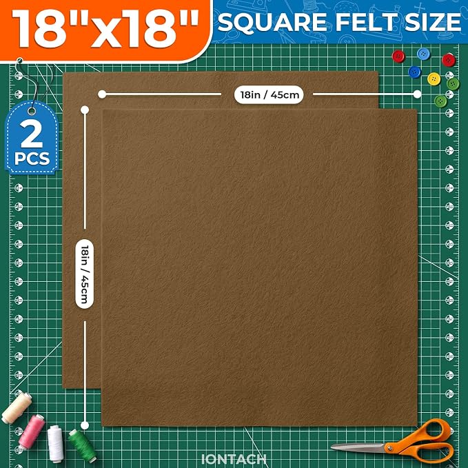 IONTACH 18" X 18" Soft Felt Sheets 1.6mm Thick | Acrylic Felt Fabric Sheets
