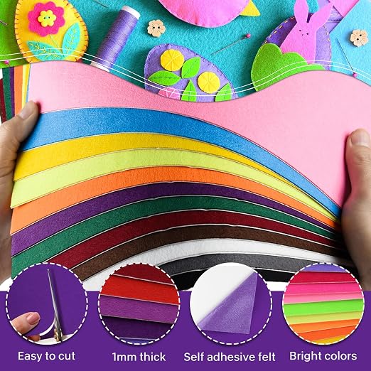 Morcheiong 12 Pcs Self Adhesive Felt Sheet Soft Felt Sheets