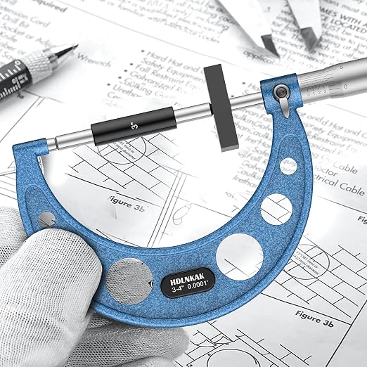HDLNKAK Outside Micrometer Set, 3-4" Machinist Micrometer, 0.0001" Graduation