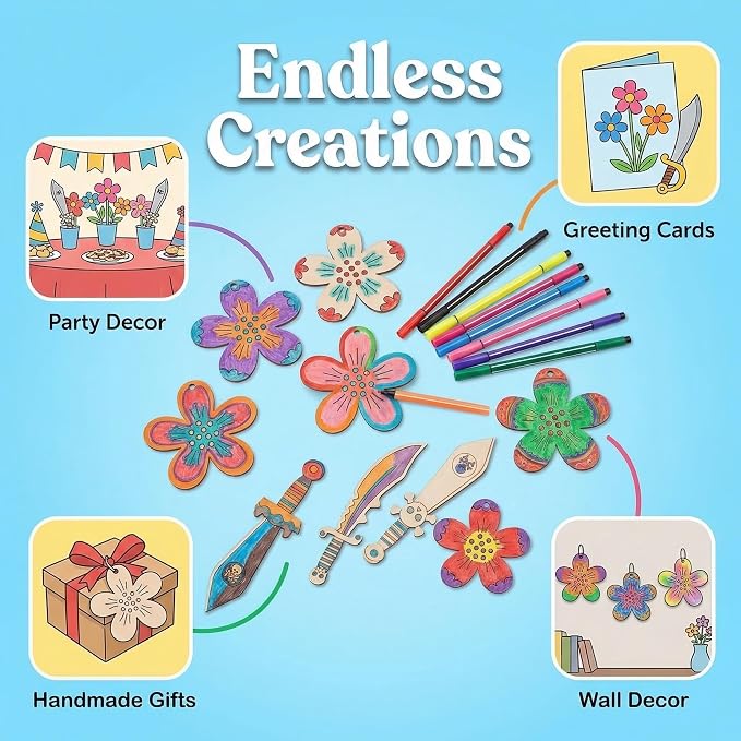 Le Shang 12 PCS Unfinished Wood Crafts, Spring Crafts