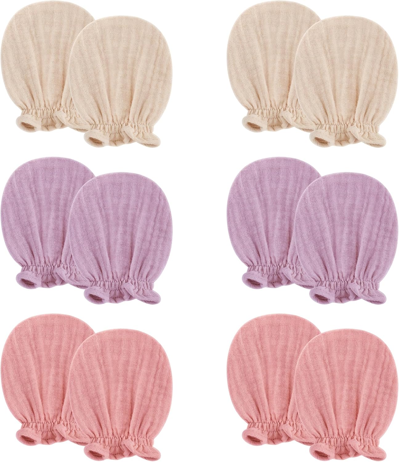 Pro Goleem Muslin Baby Mittens for Newborn, 100% Cotton No Scratch Soft Breathable Gloves for Boys and Girls 0-6 months