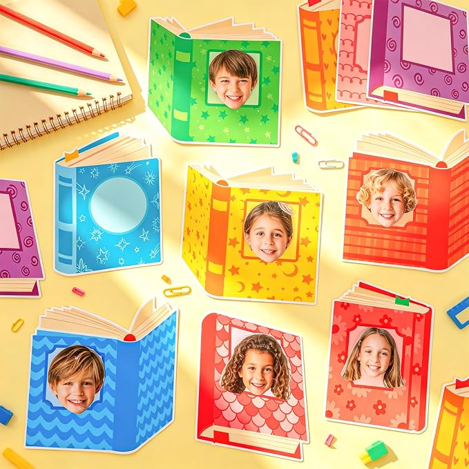 60pcs Book Theme DIY Cutouts Book Bulletin Board Decoration Set Colorful