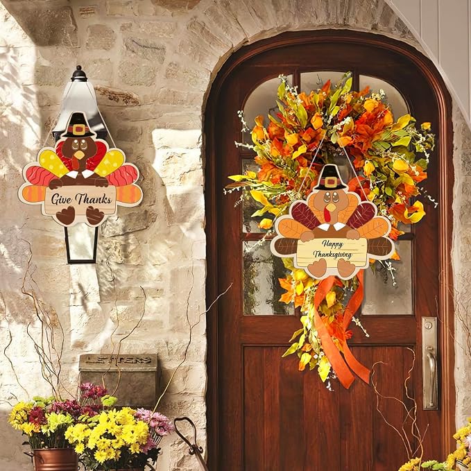 Large Size 12" Wooden Turkey Ornaments to Paint, Thanksgiving DIY Blank