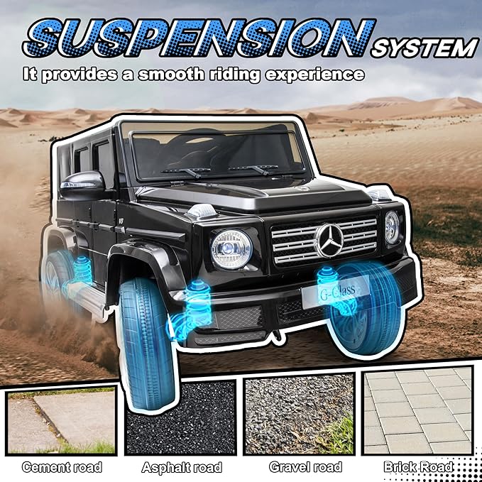 Aosom 12V Kids Electric Car, Mercedes Benz G500 Licensed Battery Powered Ride on Truck for Kids with Remote Control, Headlights, Music, Suspension & Storage for Boys and Girls, Black