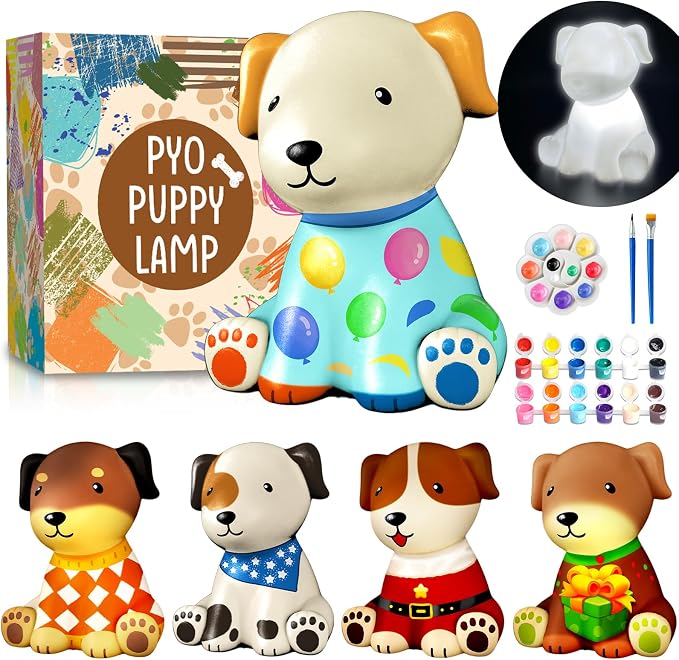 Goody King Paint Your Own Dog Lamp Kit, DIY Night Light, Crafts