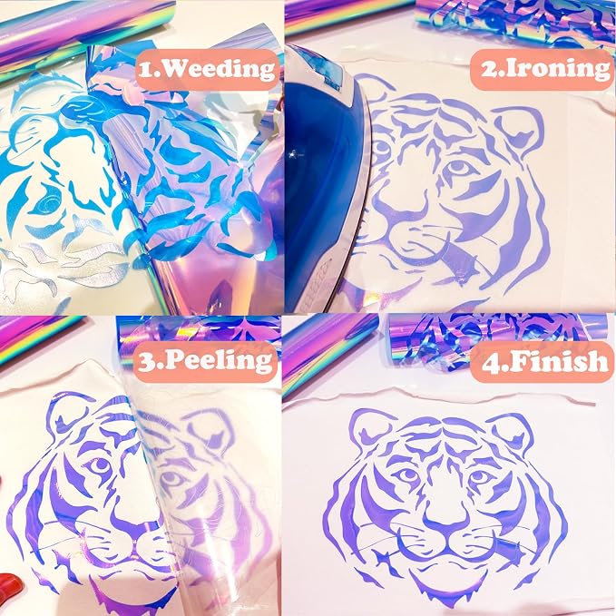 Holographic Heat Transfer Vinyl 10.5IN x 6FT Rainbow HTV Iron on Vinyl