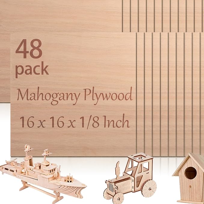 48 Pcs Mahogany Plywood Sheets, School DIY Projects, CNC Cutting, and Wood