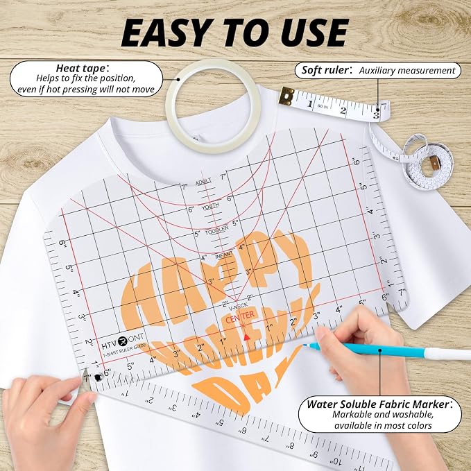 HTVRONT Tshirt Ruler Set for Heat Press, Vinyl Alignment, Center Design | For
