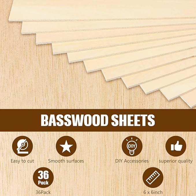 Riakrum Basswood Sheets Plywood Board Unfinished Wood Boards