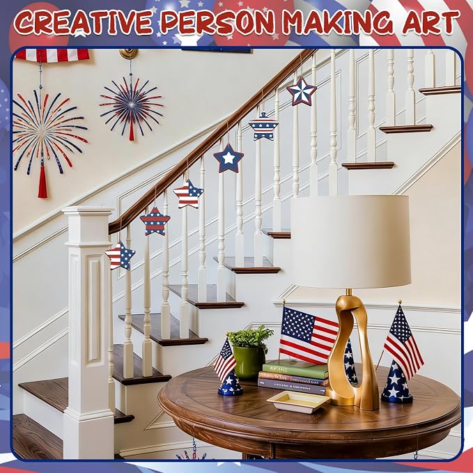 COCHIE 4th of July Stars Wood Crafts to Paint Set of 24, Memorial Day