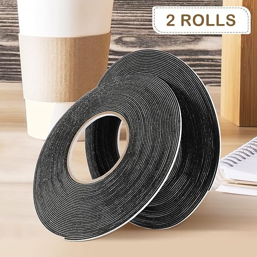 Tatuo 2 Rolls Double Sided Foam Tape 1/8 Inch by 50 Feet Black PE Foam Tape