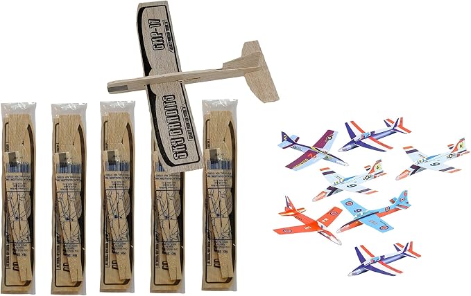 GRANITE MOUNTAIN PRODUCTS Balsa Wood and Styrofoam Airplane Toys Set | 6 Balsa