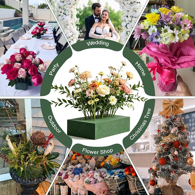 20 Pcs Floral Foam Blocks for Flower Arrangements 5.5"L x 3.1"W x 1.5"H | Green